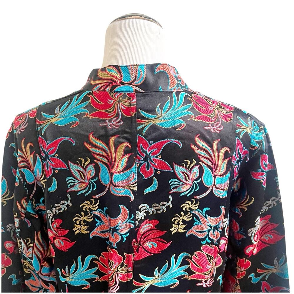 Chico’s Asian Inspired Brocade Jacket Mandarin Collar Silk Blend Size 3/Large - Picture 3 of 9